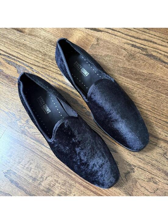 ? Stacy Adams Savian Black Velvet Smoking Slippers Loafers main image 4